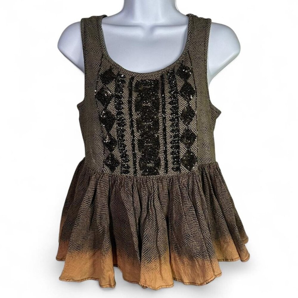 Anthropologie Akemi + Kin Anaphora Beaded and Sequined Peplum Top